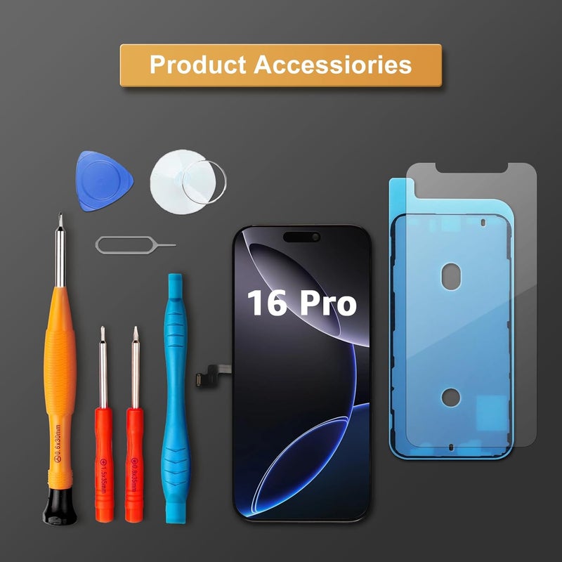 LL TRADER Screen Replacement for iPhone 16 Pro max 6.7" LCD Retina FHD Display COF Touch Screen Digitizer with Repair Tool Kits, Waterproof Tape, Screen Protector - Image 5
